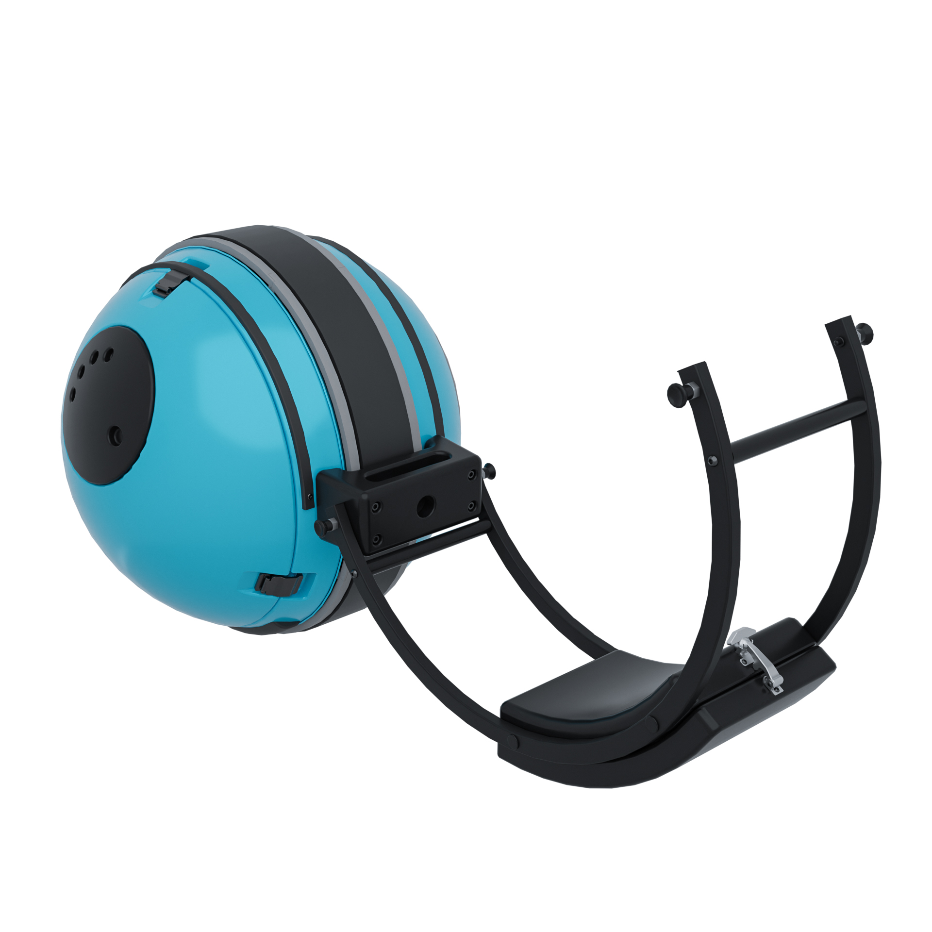 Blue Pengo Cooler Ball three-quarter rendering with carry frame